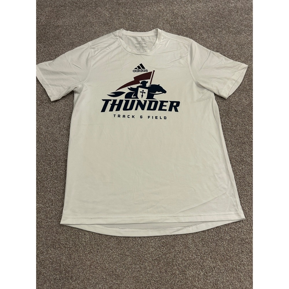 Vintage Adidas Creator Tee Men Small White Excellent Thunder Track & Field Shirt
